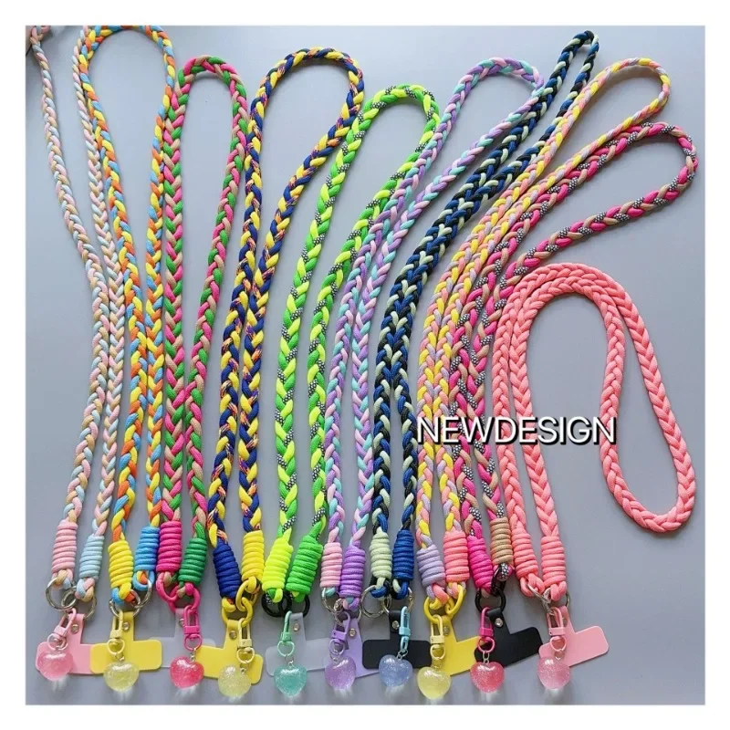 

Universal Nylon Braided Phone Lanyard Detachable Anti-lost Neck Hanging Cord Colorful Shoulder Strap Phone Charm Accessories