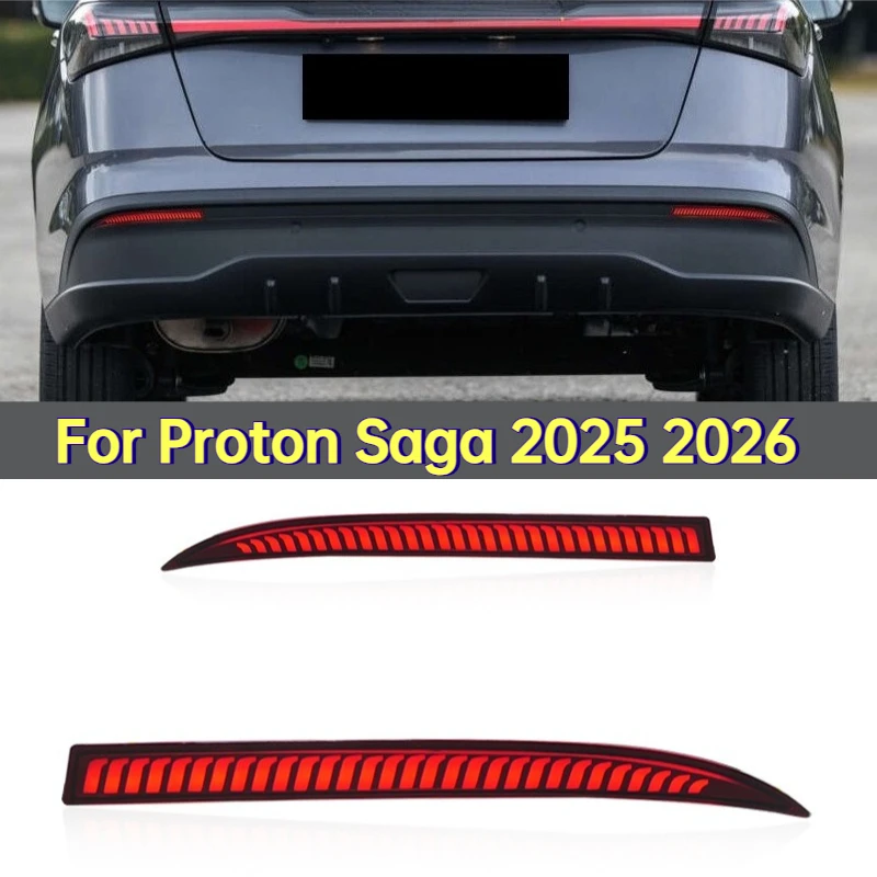 For Proton Saga 2025 2026 Car LED Rear Bumper Light Modified DRL Driving Brake High Bright Dymanic Turn Signal Lamp Accessories