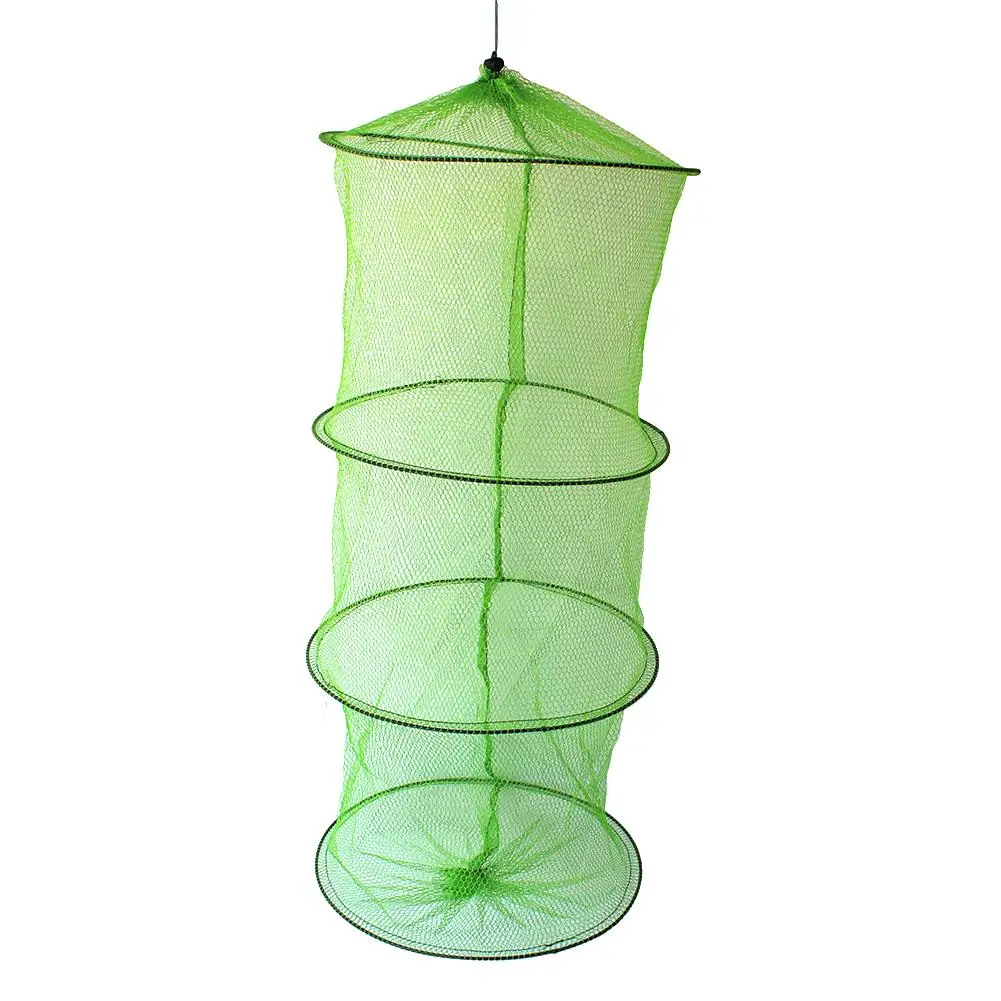 Folding Round Metal Frame Nylon Mesh Bait Trap Cast Fish Net Fishing Landing Tackle Accessory Tool Dropship