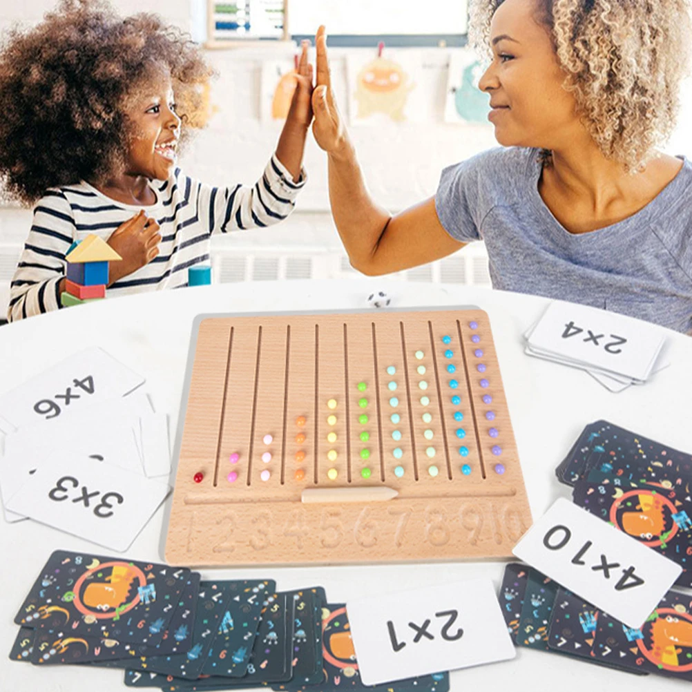 

Interactive Wooden Number Learning Tracing Board With Colorful Beads For Early Childhood Education