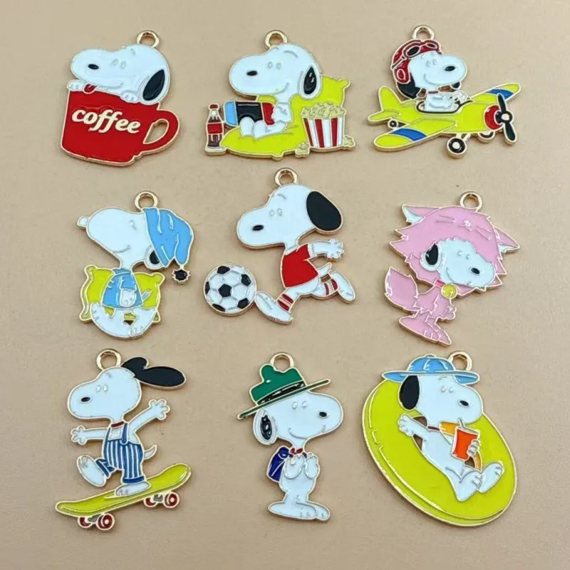 10/20/30 Pcs DIY Cute Snoopy Dog Keychain Cartoon DIY Jewelry Making Handmade Accessory for XMAS Halloween Gifts