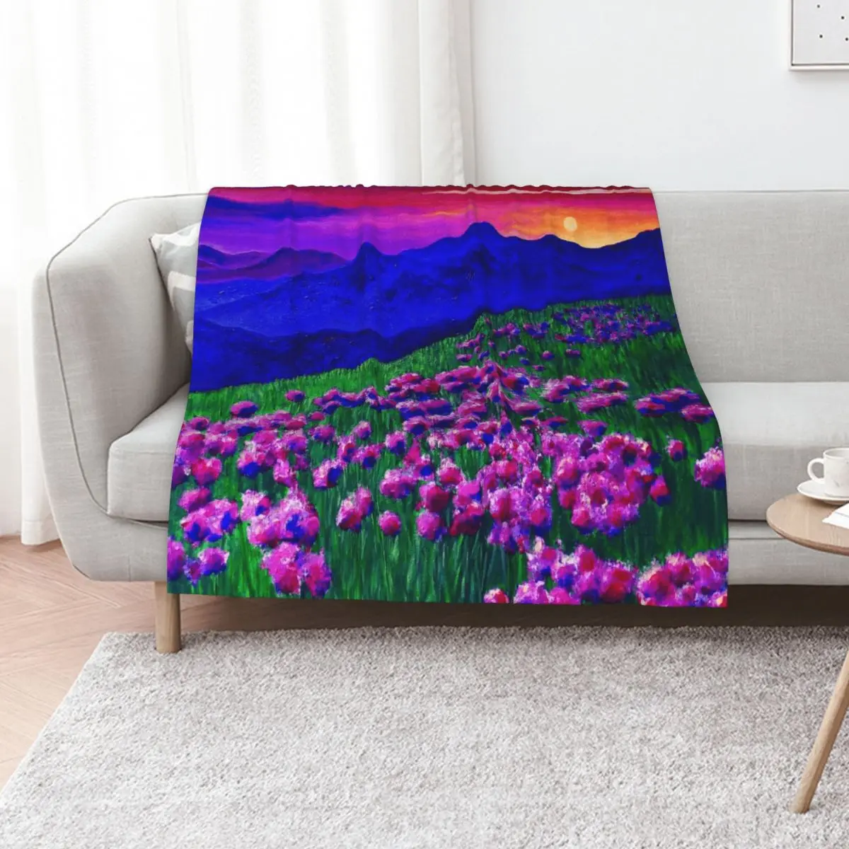 Rainbow Sunset Soaked Mountain Landscape Throw Blanket Designers Bed Fashionable Custom Shaggy anime Blankets