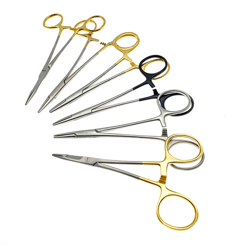 Stainless steel Needle clamp Straight tip pliers Surgical forceps Pet Veterinary  Surgical Instruments Needle Holder