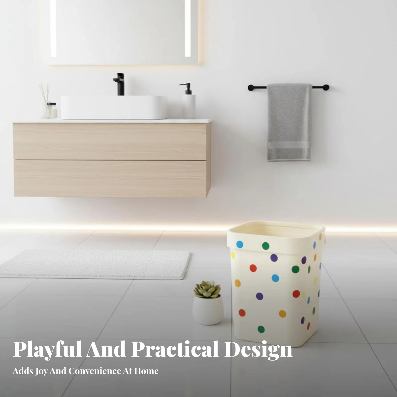 

Bathroom Rubbish Bin Cute Design Plastic Paper Basket Small Plastic Trash Can Easy to Clean Mini Trash Bin Long-Lasting