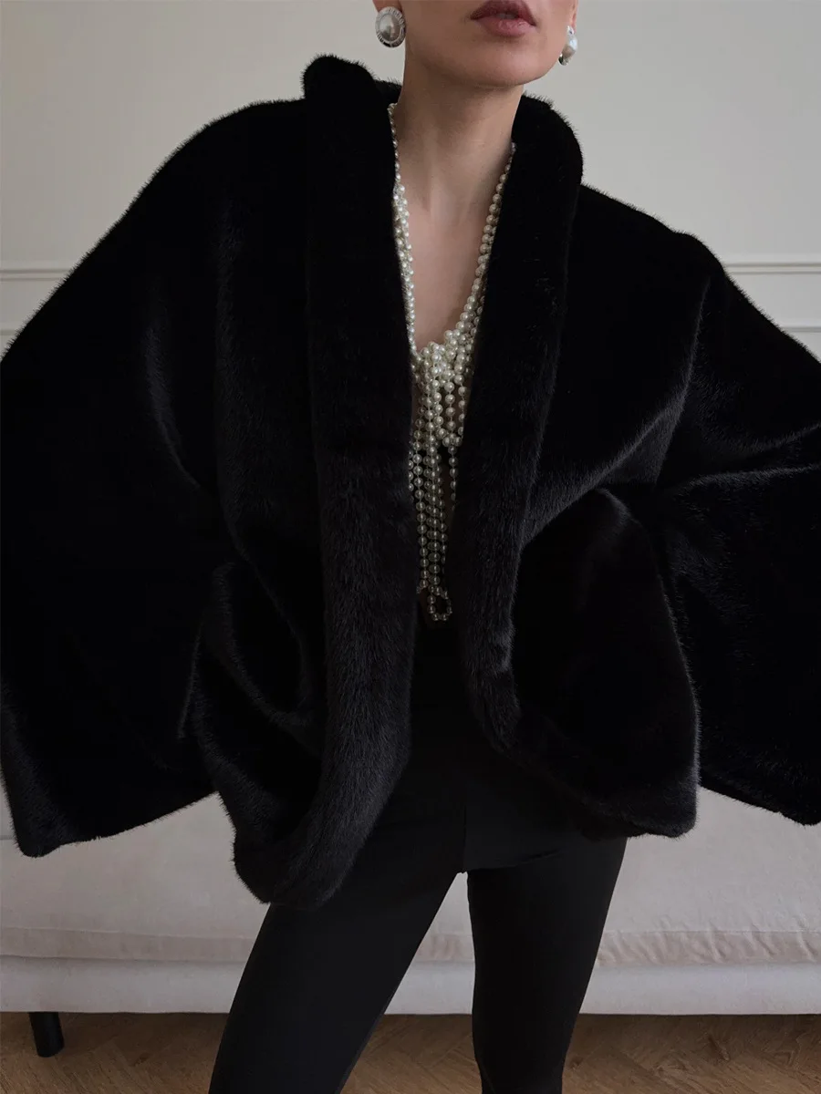 Winter Luxury Solid Lace Up Faux Fur Coat Women Long Sleeve Pockets Loose Thick Coat Woman High Quality Soft Fur Jacket Outwears