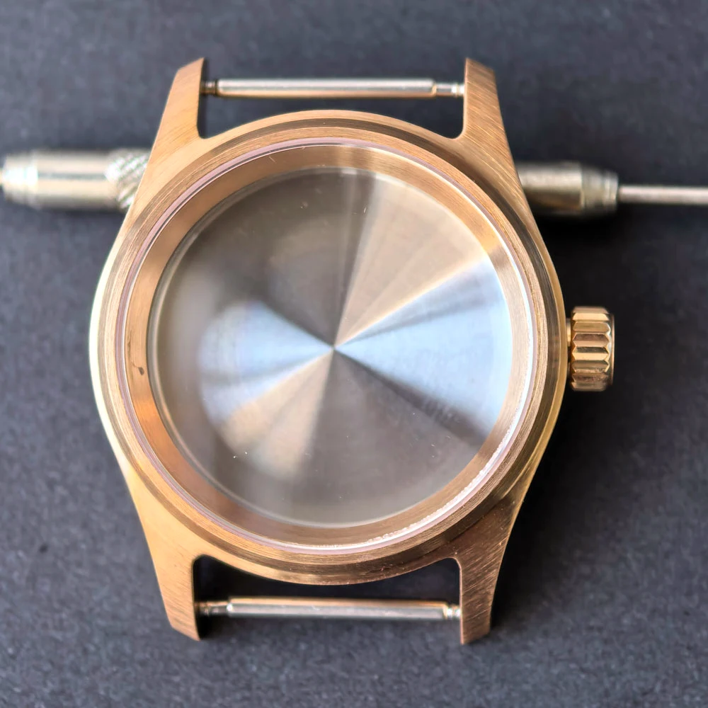 36mm Pilot Style Solid Cusn8 Bronze Watch Case For NH35 ETA2824 PT5000 Miyota 8215 Sapphire Glass 200m Waterproof Diver Case