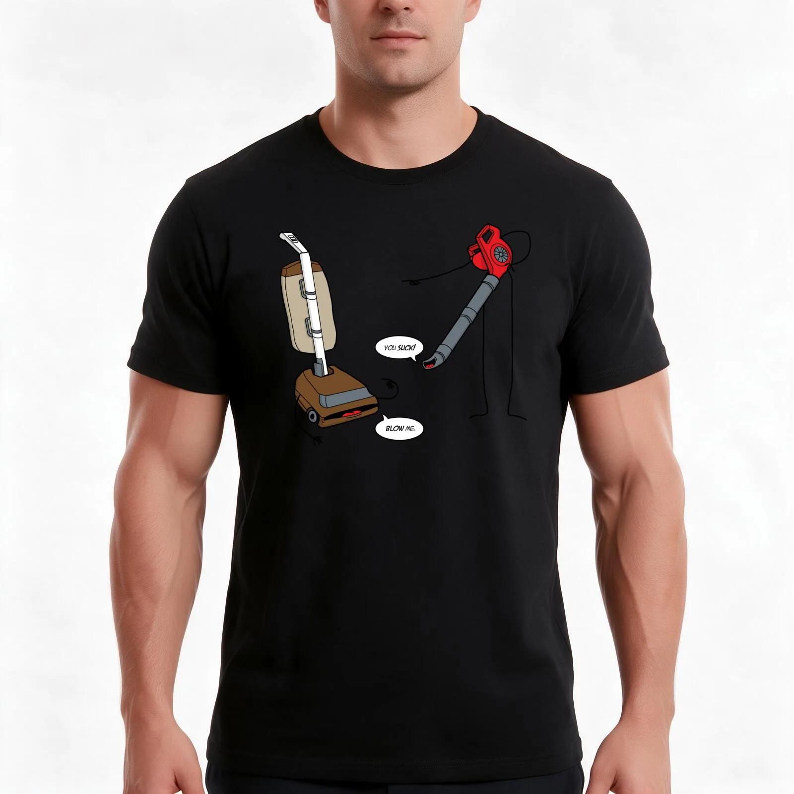 Leaf blowers are mean (vacuum cleaners talk back) T-Shirt, Summer Casual Cotton Tee, Oversized Streetwear Tops, Unisex Men Women