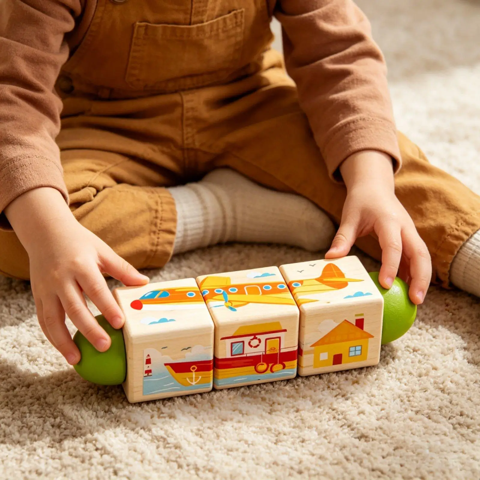 Children Puzzle Blocks Wooden Matching Game Animal Vehicle Fruit Ocean Educational Toy for Preschool Learning Activities