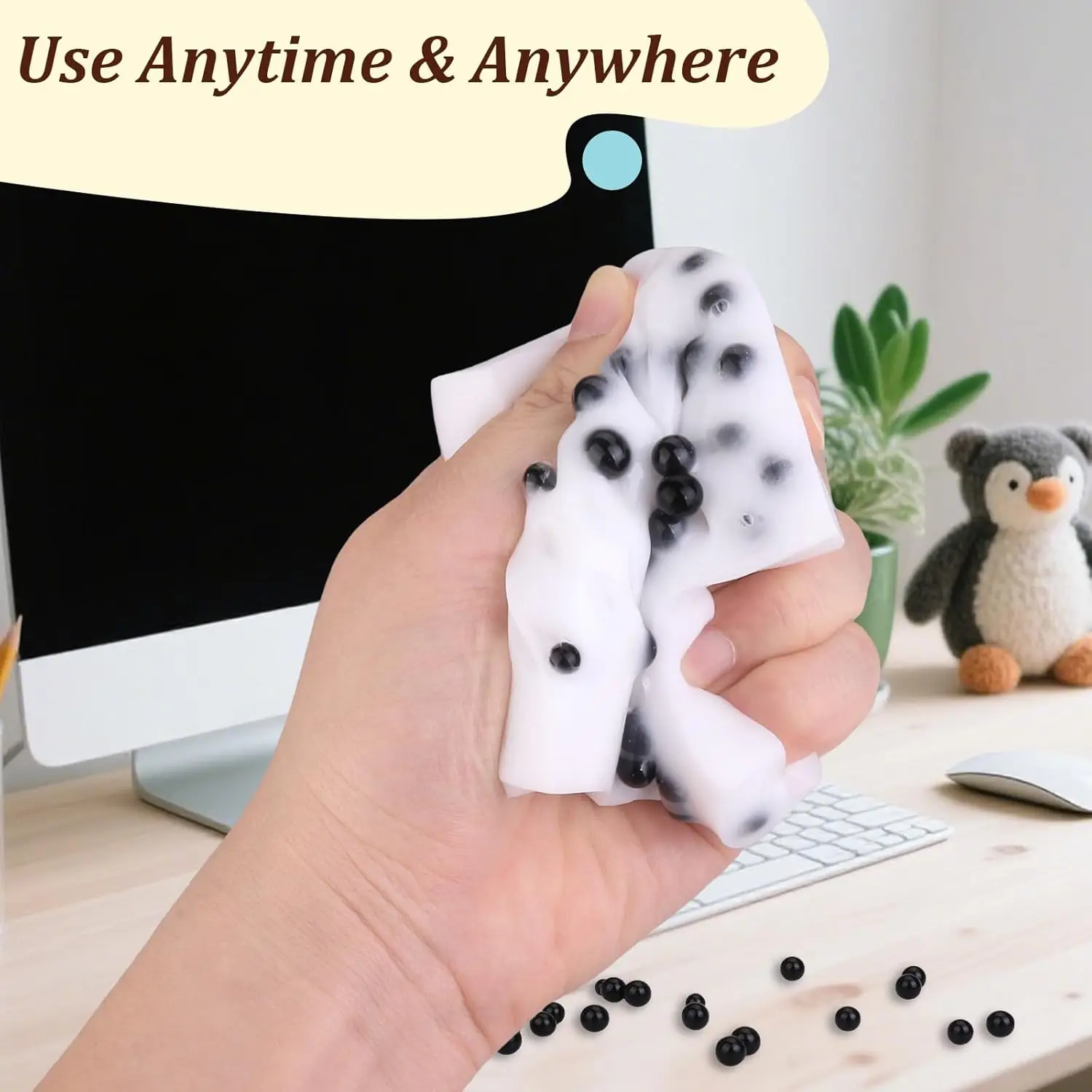 スクエア型の肌を引っ掻くようなスクイーズフィジェットトイ、ニキビを潰すような感覚玩具でストレス解消、大人向けのニキビを潰すようなスクイーズトイ