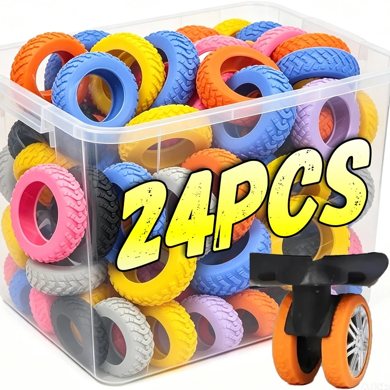 24/4pcs Colorful Travel Luggage Wheels Cover Thicken Silicone Luggage Wheel Protector Reduce Noise Roller Protective Sleeves