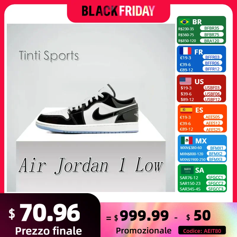 Nike New Arrival Air Jordan 1 Low  Men's and Women's sneakers classic model Sports Shoes Fashion breathable sneaker