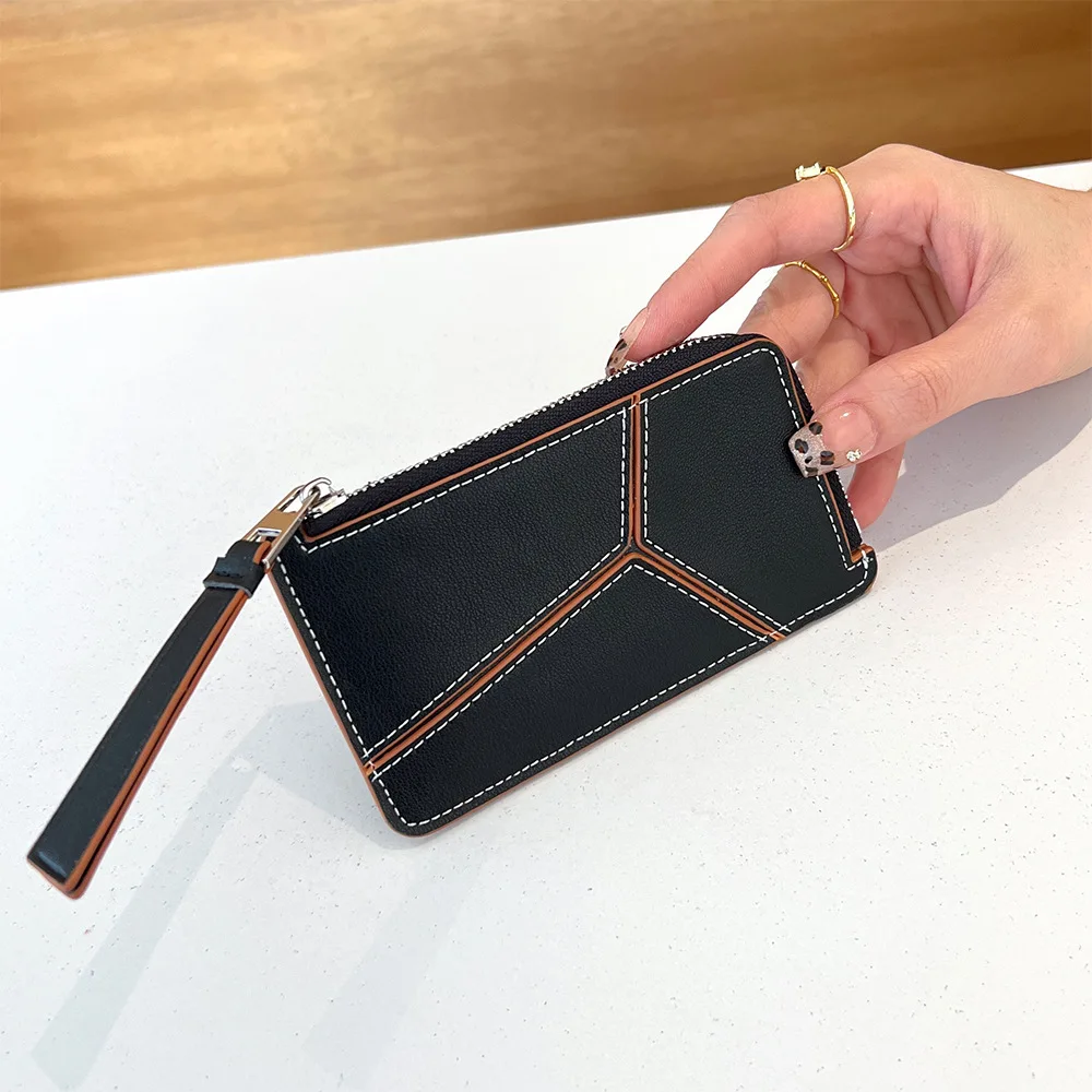 2025 New Fashion Women Cowhide Short Wallet Mixed Colors Ladies Small Card Holder Female Coin Purse Genuine Leather