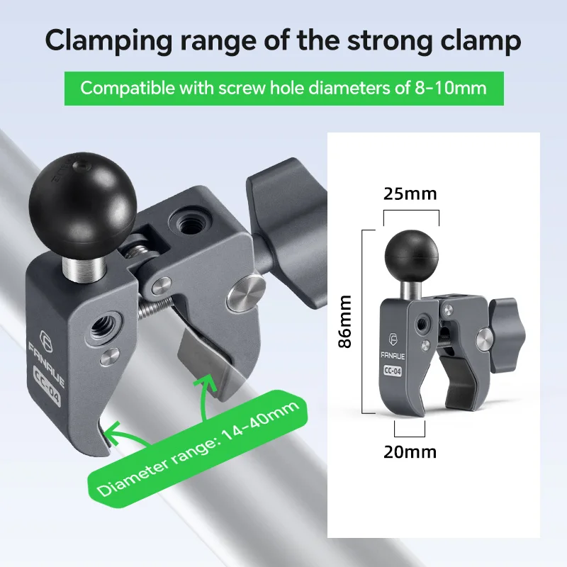 FANAUE Aluminum Bicycle Phone Holder Compatible RAM MOUNTS 25mm Ball 360° Rotation Bike Phone Mount for Motorcycle Bike ATV/UTV
