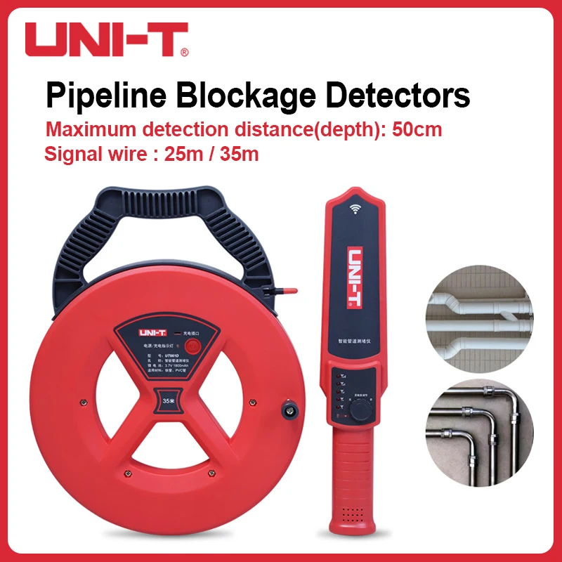 

UNI-T 20-35M Wall Iron Pipe Blockage Detector UT661D/C/B/A Pipeline Blocking Clogging Plumbers Instrument Diagnostic Tool