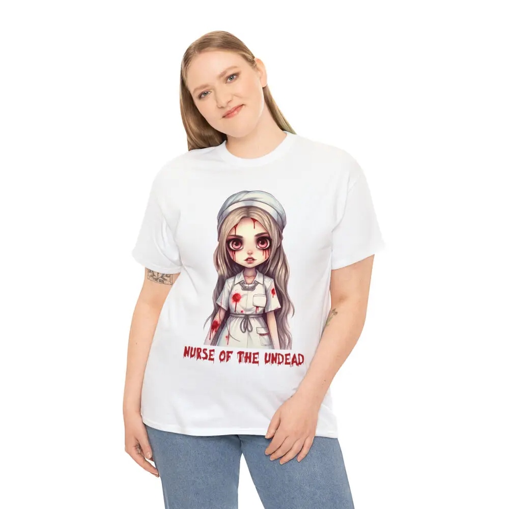 Halloween Nurse Of The Undead T Shirt Men And Women Creepy Anime Graphic T-shirts Y2K Tops Unisex Summer Short Sleeve