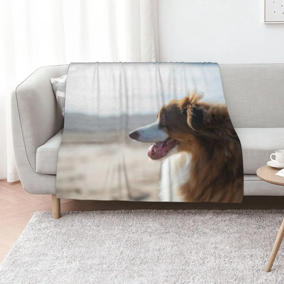 Australian Shepherd At The Beach Throw Blanket Bed linens Thin Sofa Quilt Beautifuls anime Large Blankets