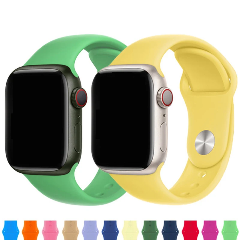 

Silicone Strap for Apple Watch Band 46mm 42mm 44mm 40mm 41mm 45mm 49mm 38mm Bracelet Correa Iwatch Series Ultra 10 9 8 7 6 SE 5