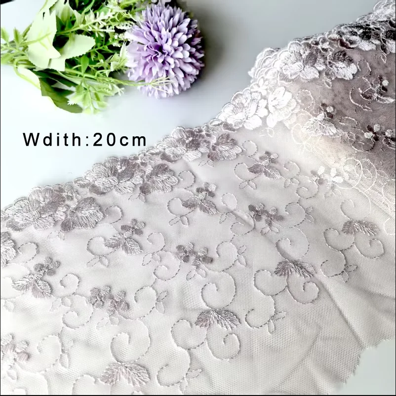1Yards Brown Yellow Mesh Embroidery Lace Item, Handmade DIY Garment, Needlework Sewing Fabric, Clothing Accessories,