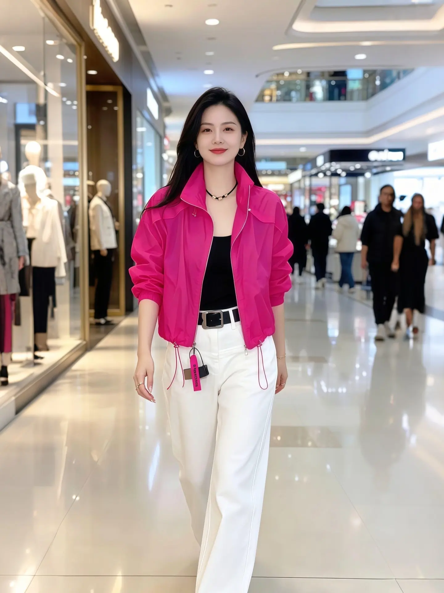 Stunning Pink Long Sleeve Sun Protection Jacket Women's Summer 2026 Loose Slimming Top Breathable Zipper Closure Short Coat