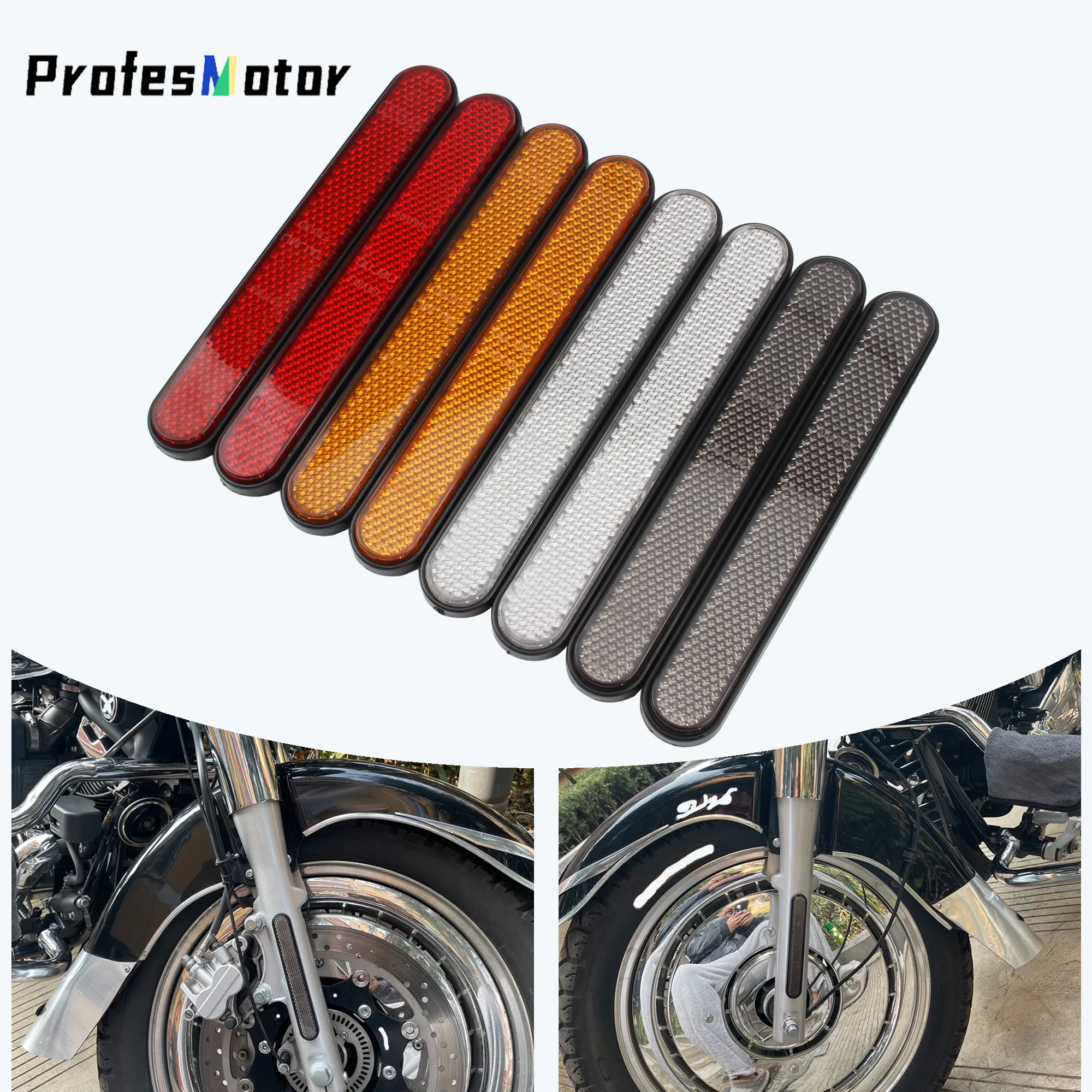 

Motorcycle Front Fork Reflector Sticker Lower Legs Slider Saddlebag Latch Cover Safety Warning For Harley Sportster XL Universal