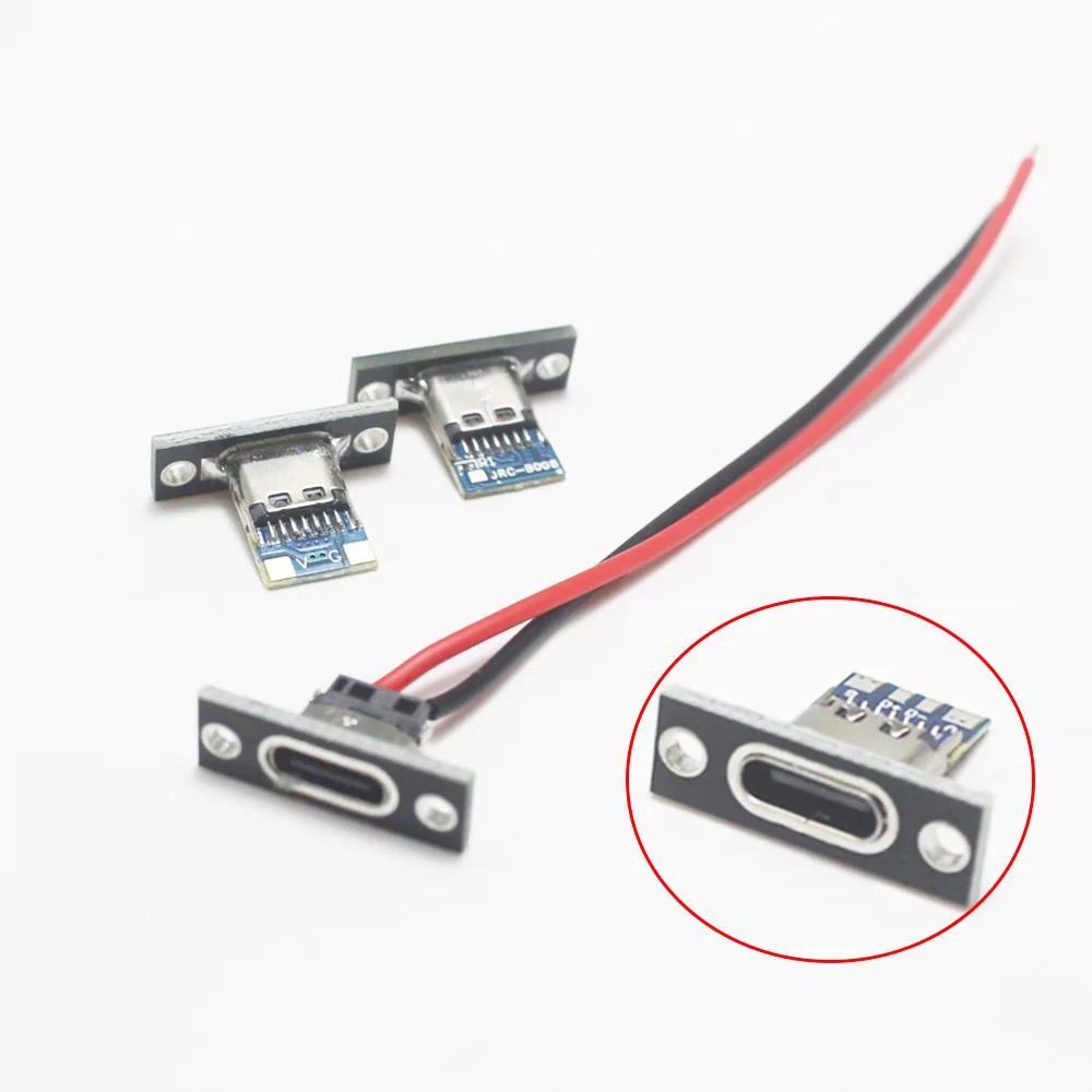 USB Jack Type-C 2Pin 2P 4P Waterproof Strip Line Of Solder Joint Female Connector Jack Charging Port USB Type C Socket Connector