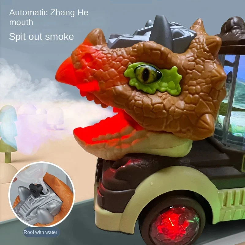 Kids Electric Universal Dinosaur Car Toys Spray Tyrannosaurus Rex Engineering Car Puzzle Toys for Boys Girls Birthday Xmas Gift