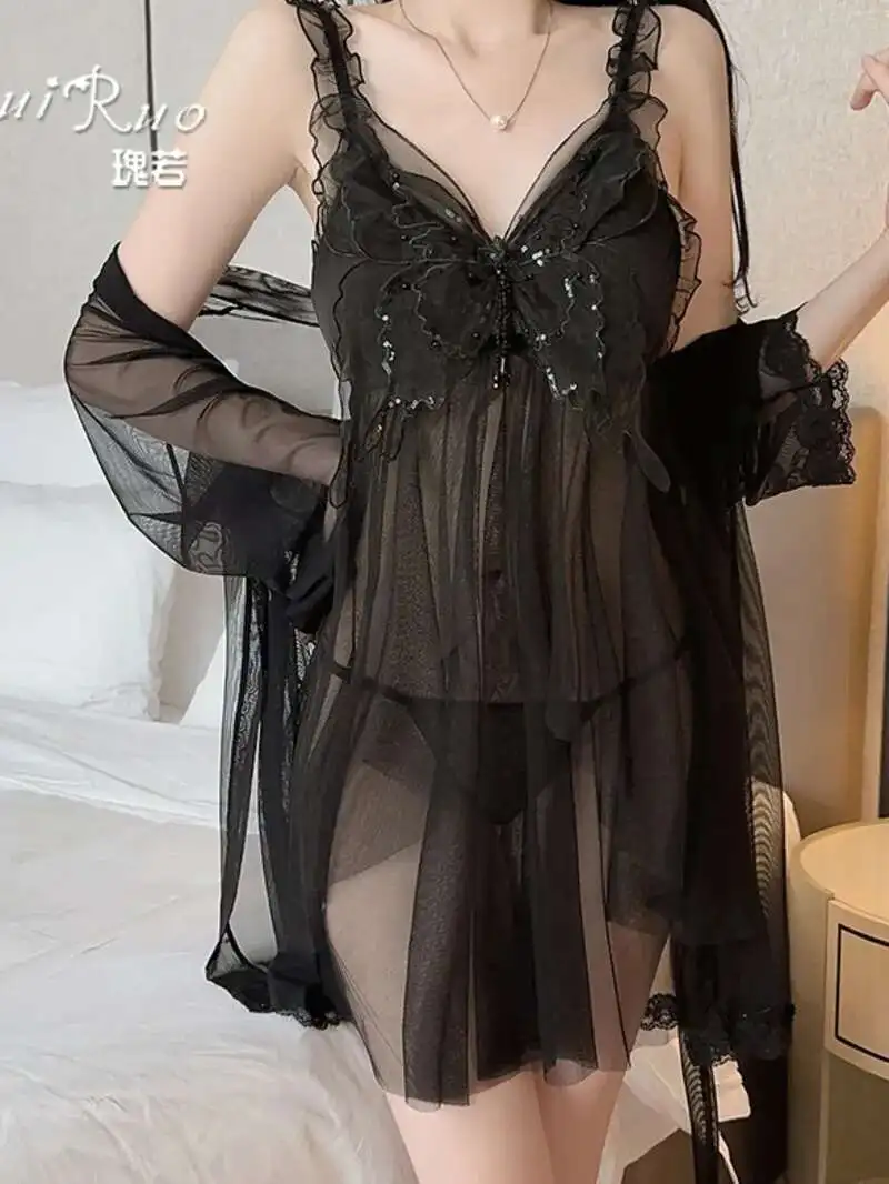 شيفون جديد الأرجواني الدانتيل الترتر انظر الدانتيل المرأة الرغبة النقية إغراء ، معلقة الرقبة مكشوف الظهر قطعة واحدة حقيبة الورك فستان E48N