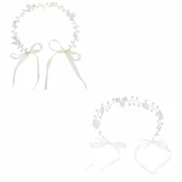 Fashion Sparkling Wedding Headband Pearls Flower Bride Crown Tiaras Korean Style Beaded Women's Headpieces Banquet Event 6
