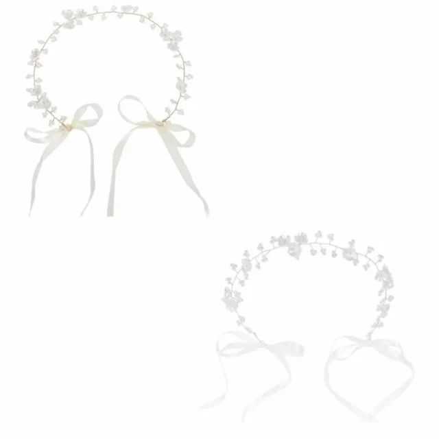 Fashion Sparkling Wedding Headband Pearls Flower Bride Crown Tiaras Korean Style Beaded Women's Headpieces Banquet Event 6