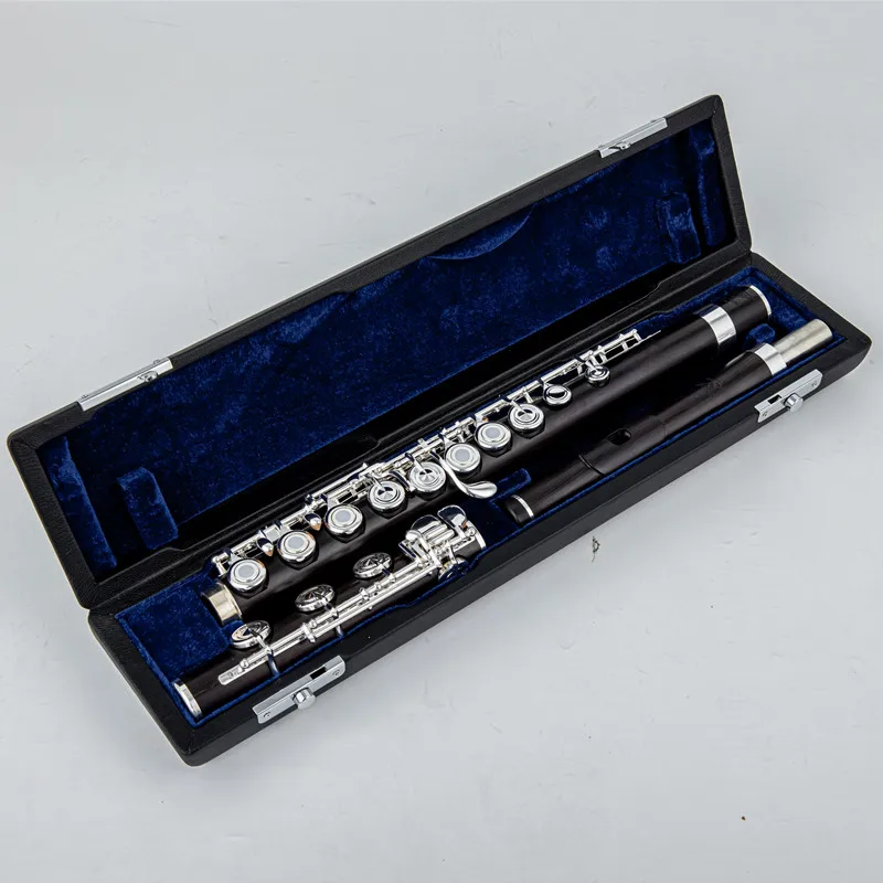 

TOP Powell17 Holes Ebony flute Open Hole Silver Plated E key Grenadilla Wood Professional Flute
