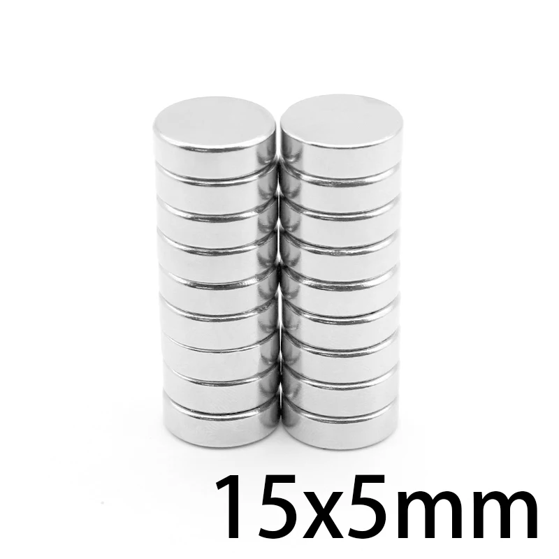 2/5/10/20/50PCS 15x5 Round Powerful Strong Magnetic Magnets 15mm X 5mm Permanent Neodymium Magnet 15x5mm Disc Search Magnet 15*5