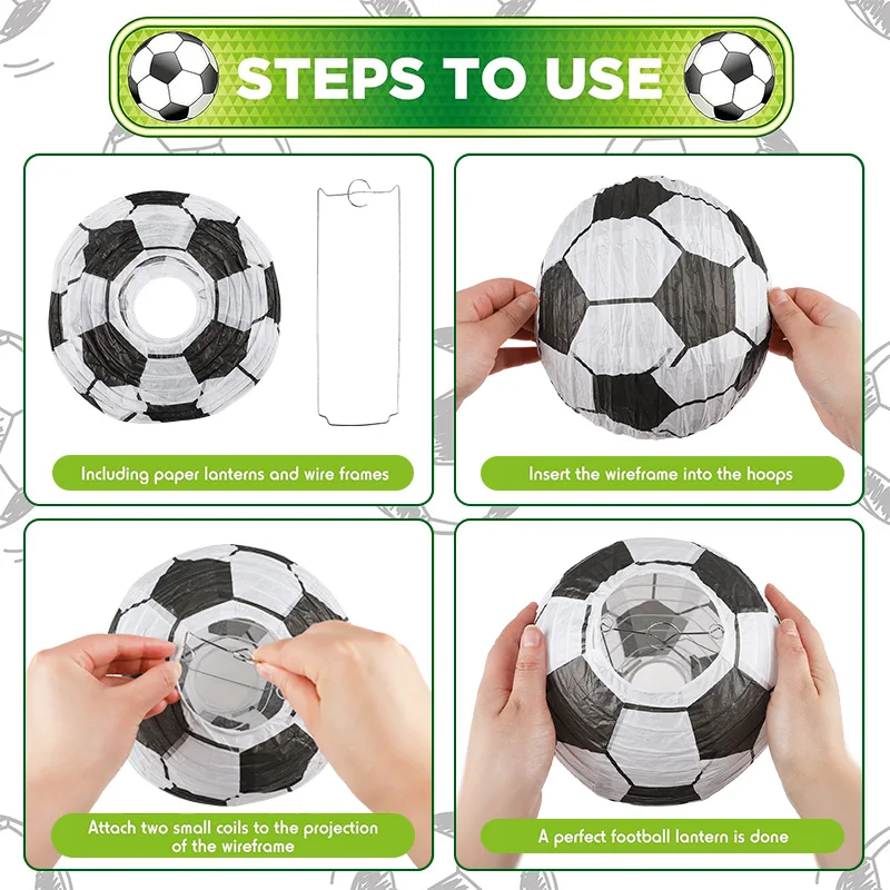 6-Pack 12-Inch Football Paper Lanterns – Sports Themed Hanging Decor For Birthday, Baby Shower & Party Events