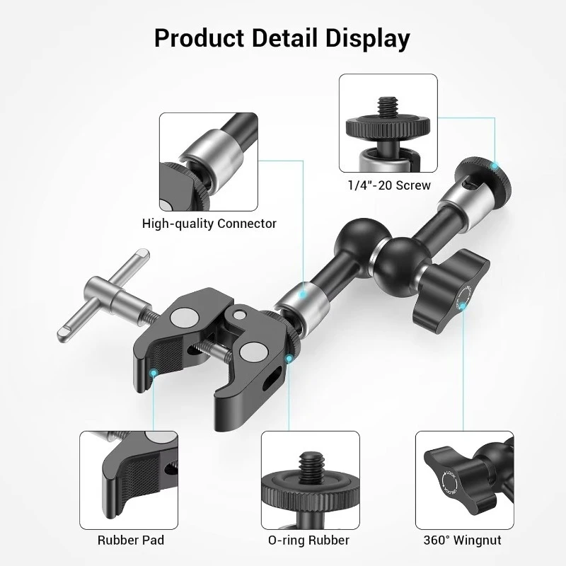5.8‑Inch Adjustable Magic Arm Super Crab Clamp 1/4
