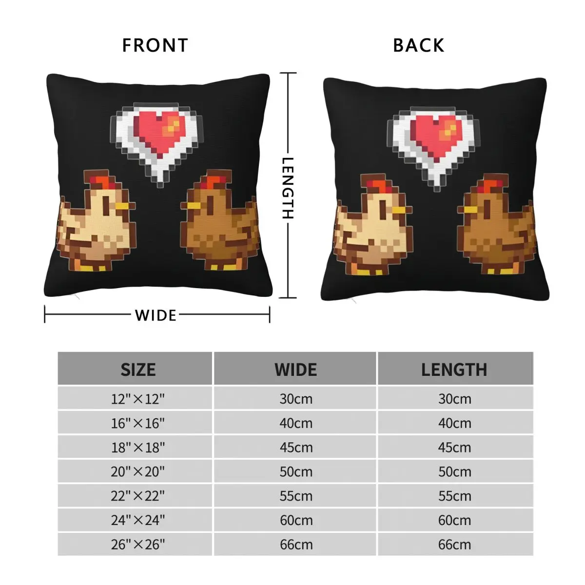 Stardew Valley Chicken Love Pillow Cover Novelty Pillow Case Square Cushion Cover Pillowcases For Wedding Party Home Decor