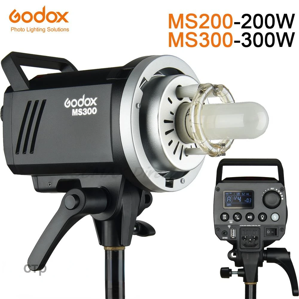 Godox MS200 200W MS300 300W Built-in 2.4G Wireless Receiver Lightweight Compact Durable Bowens Mount Studio Flash Modelling lamp