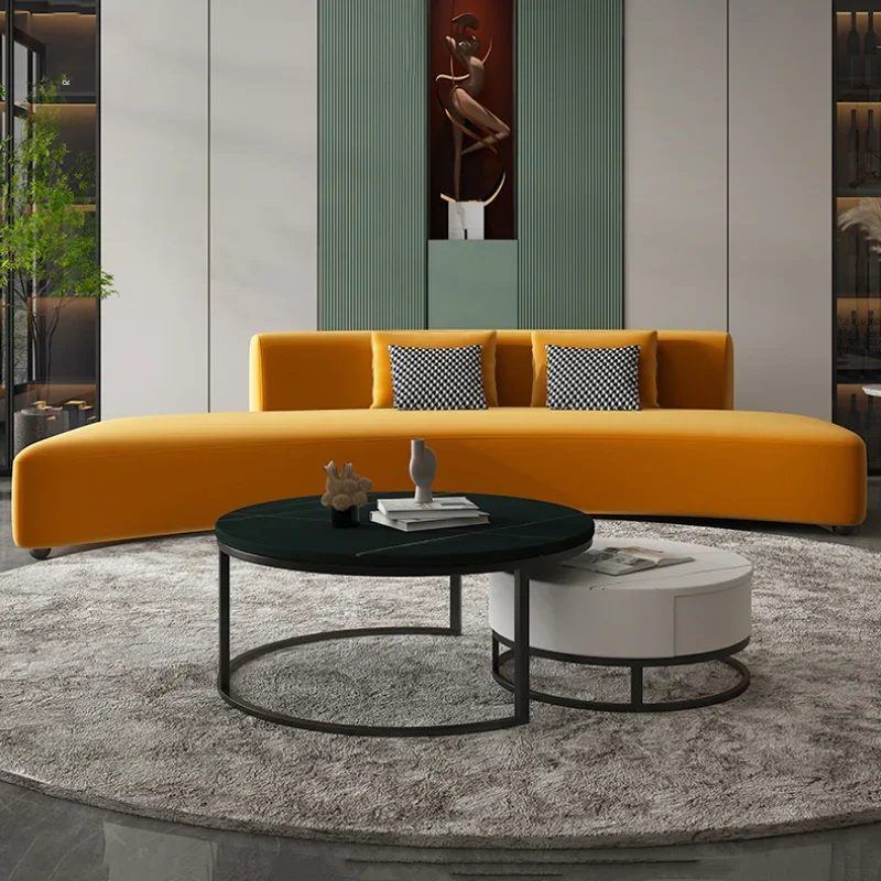 Minimalist Xxl Sofa Yellow Velvet Stretch Modern Designer Couch Curved Unusual Ergonomic Reading Canape Salon Bedhome Furniture