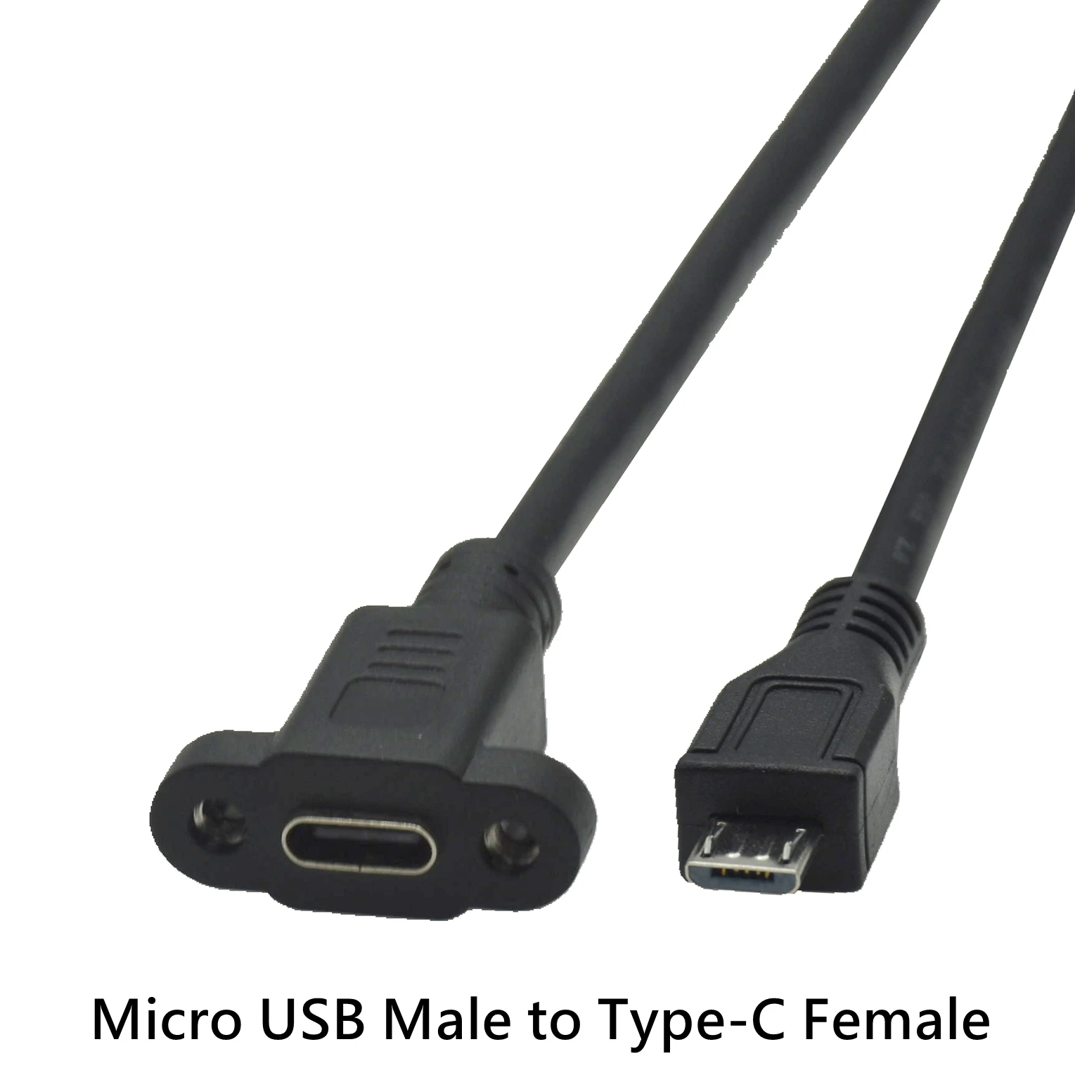 Przedłużacz Micro USB męski na Type-C żeński 0,3m/0,5m, rozstaw otworów montażowych 17,5mm, montaż panelowy ze śrubami, kabel do szybkiej synchronizacji danych — zdjęcie produktu 5