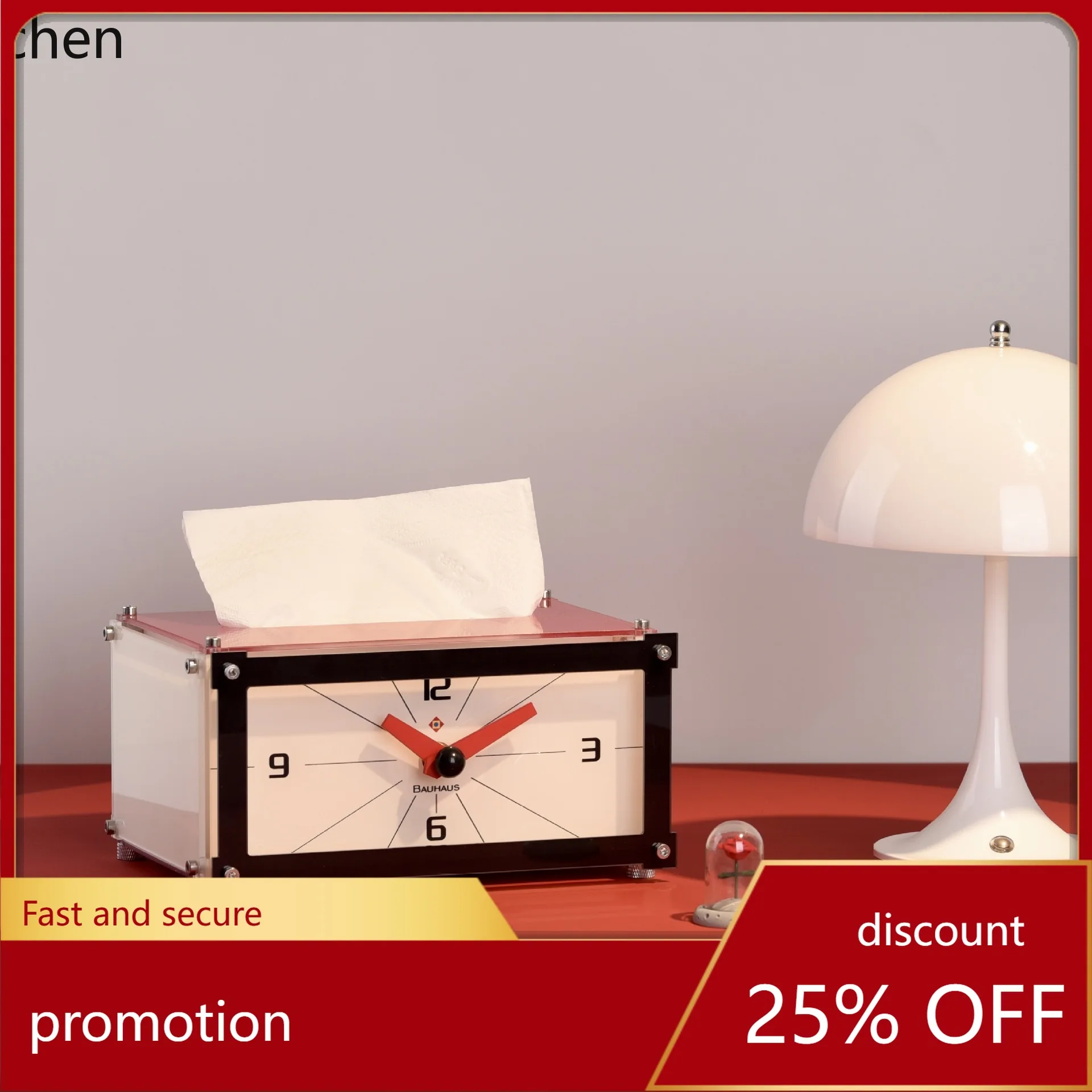 

ZML bedside desktop creative small clock ornament, table clock, table-mounted time table, tissue box
