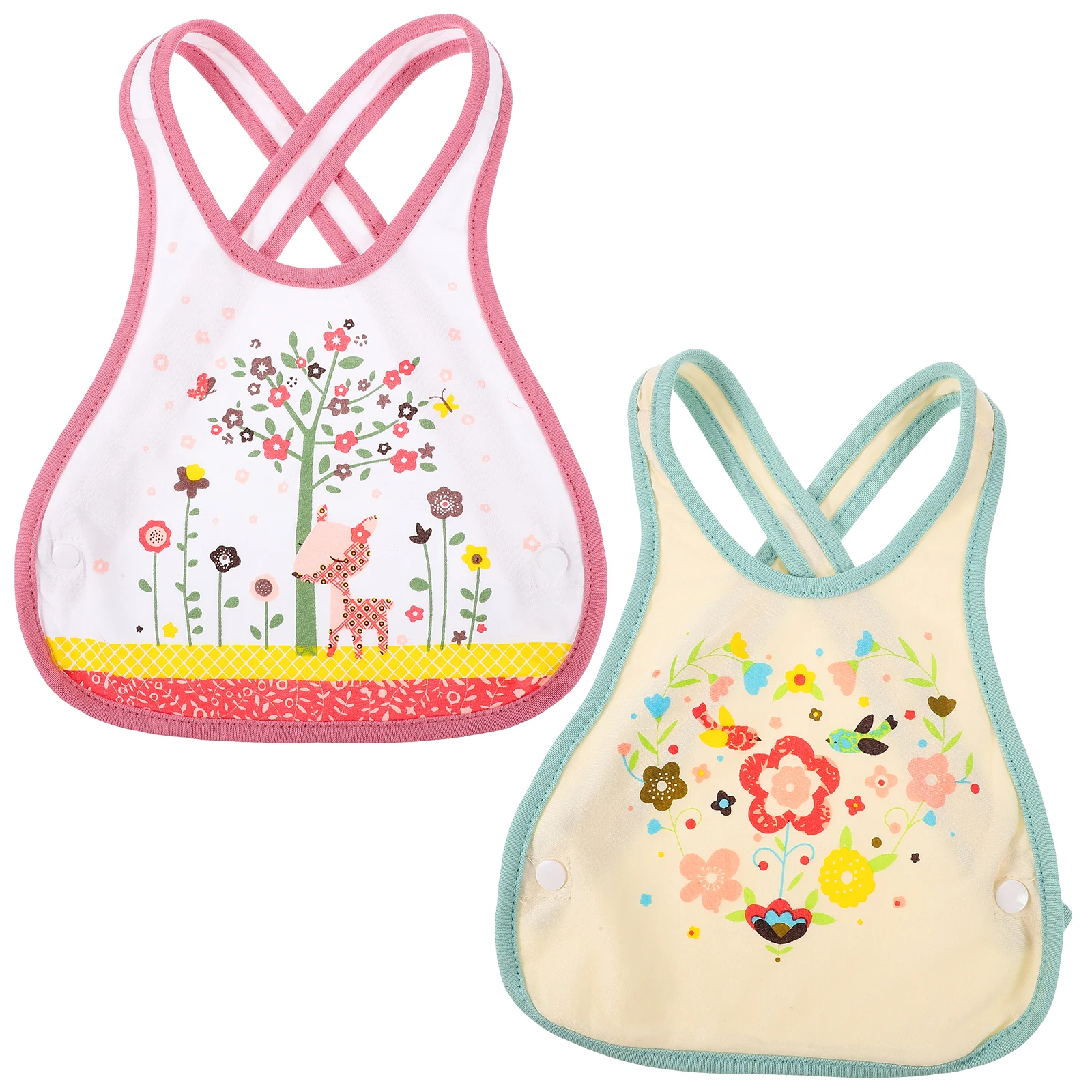 

2Pcs Baby Bib with Sleeves Cartoon Design Kindergarten Feeding Bibs Waterproof Durable Dirt Resistant Assorted Color