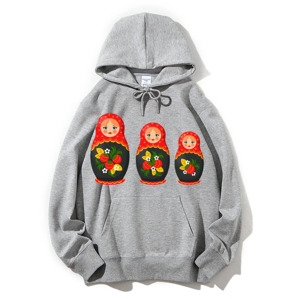 

Matryoshka Dolls Print Classic Nested and Cultural Y2k Graphic Hoodie Cultural Style Soft Fabric for Russian-Themed Casual Looks