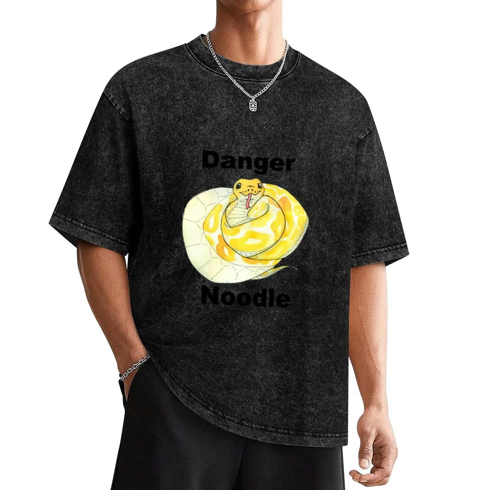 

Danger Noodle Yellow Snake T-Shirt vintage graphic tee korean fashion T-shirt men