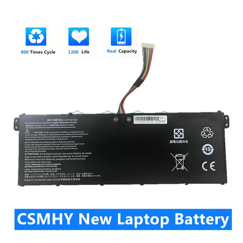 

CSMHY New AC14B18J AC14B13J oem Laptop Battery for Acer E3-111 E3-112 E3-112M ES1-531 MS2394 B115-MP EX2519 N15Q3 N15W4 11.4V