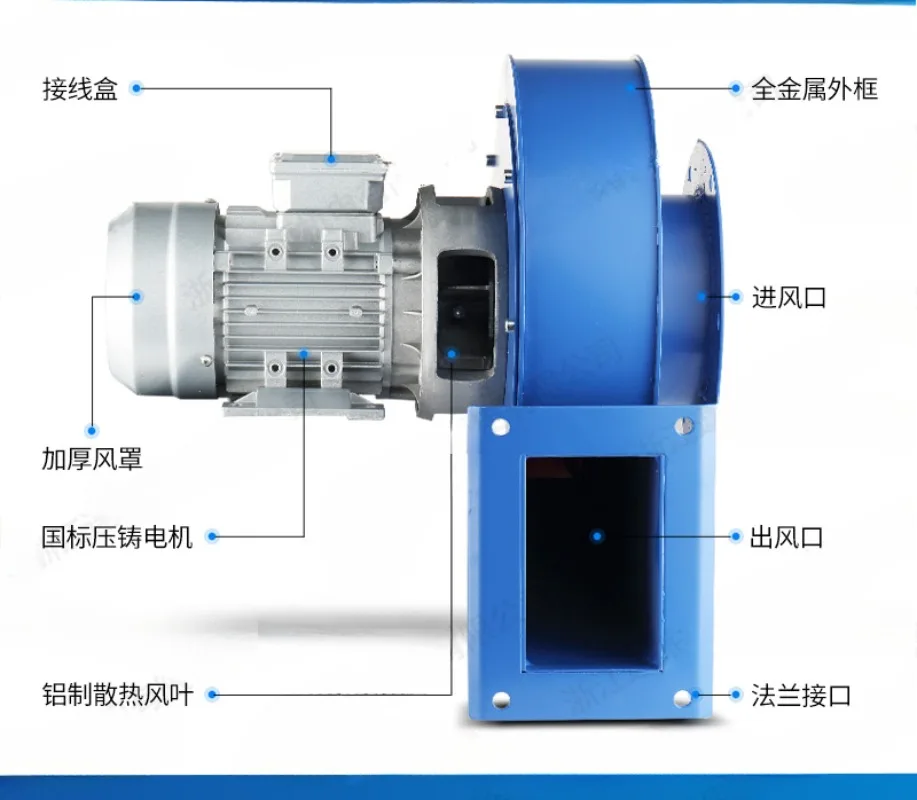 60-370W Small Induced Draft Fan High Temperature Resistance High Power Centrifugal Fan Industrial Smoke Exhaust Suction 220V