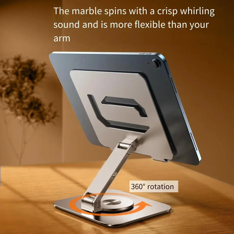 360° Rotation Tablet Stand for iPad, Adjustable Foldable Tablet Holder,Aluminum Phone Stand Compatible with iPad Pro/ Air/ Mini