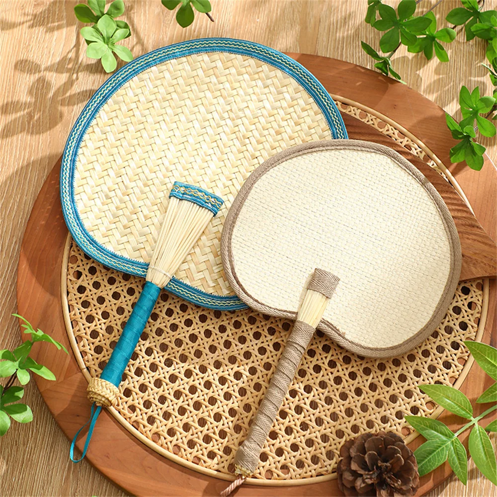 1Pcs Hand-Woven Woven Straw Hand Fan Old Summer Natural Environmentally Friendly Hand-Woven Fan Decorative Fan For Home Decor