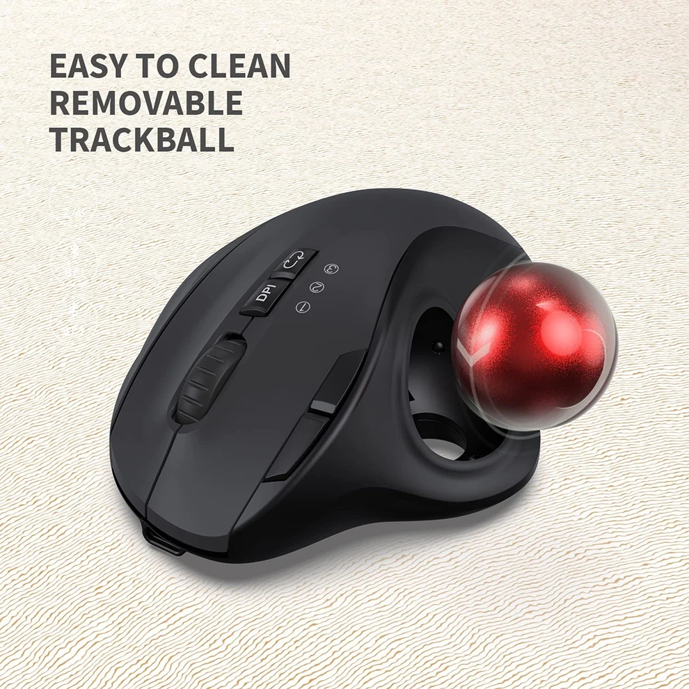 Jomaa 2.4G+Bluetooth Trackball Mouse Rechargeable Gaming Mouse for Mac WindowsCreative Professional CAD Drawing Game Mice