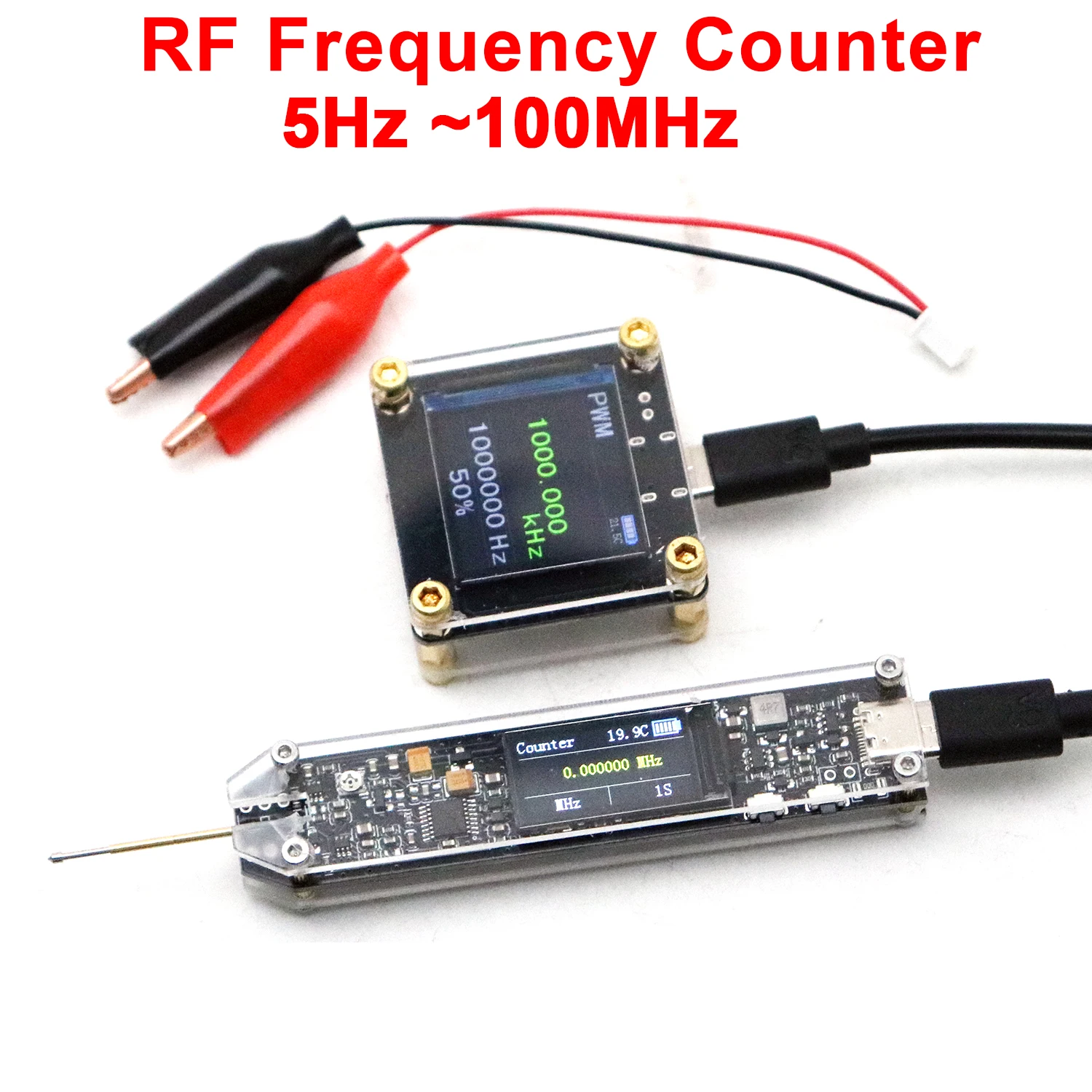 100MHz Pen Probe Frequency Counter, RF Signal Digital Frequency Meter PWM Signal Generator 5V Voltmeter Measurement Ham Radio FM