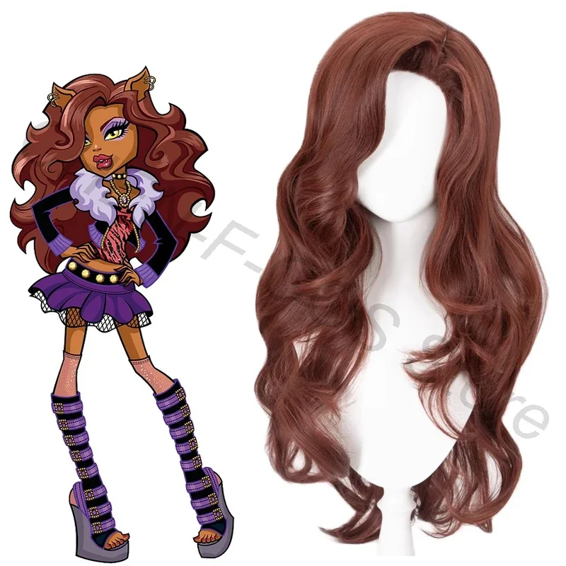 Monster High Clawdeen Wolf Cosplay Wig Long Straight Brown Tan Hair Props Movie Woman Performance Halloween Christmas Carnival