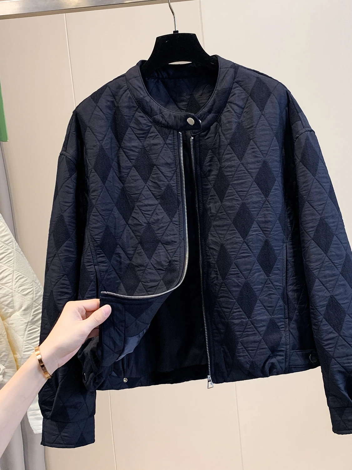 Faionable ort algodão jaet feminino casual outerwear marca outono inverno high-end sensação commute sle longo sve