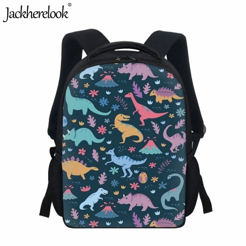 

Jackherelook Cartoon Dinosaur Pattern School Bag for Kindergarten Boys Practical Travel Backpack Kids Casual Fashion Book Bags